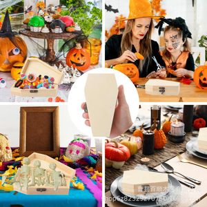 Caja de dulces con forma de ataúd, caja de almacenamiento de madera, caja de embalaje de regalo apilable de madera de pino, caja decorativa de Halloween - Product Image 3