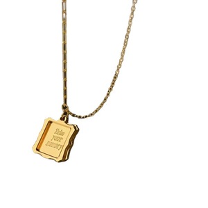 Zhou Family Letter Tarot Square Necklace Gold Plated Brass Clavicle Chain For Women Gift Jewelry Pendant - Product Image 5