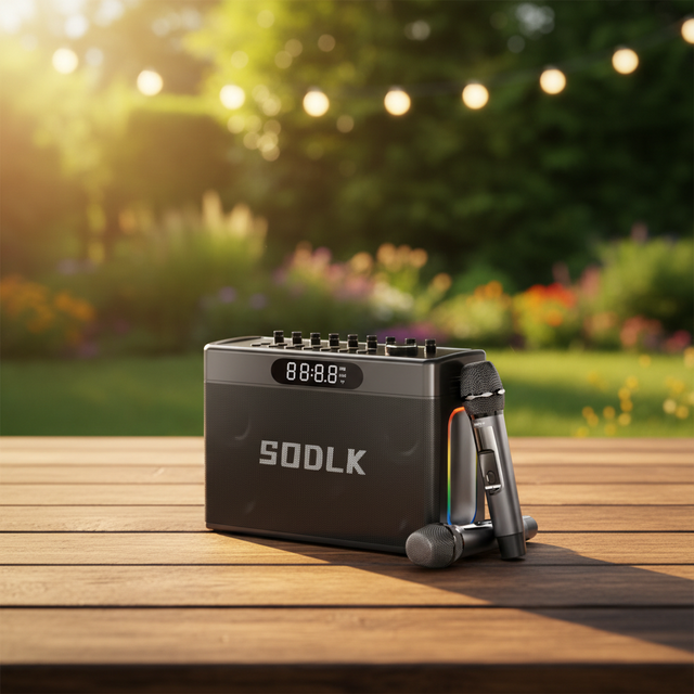 SODLK S1127 PLUS 300W Portable Karaoke Machine RGB LED Lighting Built-in Mic 2 Wireless Microphones 10-15 Hours Playtime USB OTG