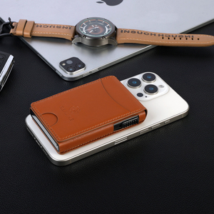 Portefeuille porte-cartes automatique avec blocage RFID et logo personnalisé, porte-cartes magnétique en cuir PU fin de qualité supérieure pour iPhone - Product Image 2