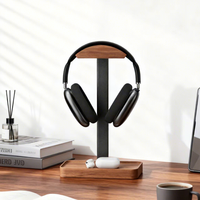 Support pour casque supra-auriculaire traditionnel en bois massif et métal, avec base de rangement, pour casque de jeu, idéal pour la maison et le bureau