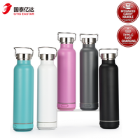 Hadiah Natal Botol Air Olahraga 600ml dengan Speaker RGB LED Baterai Termasuk-Portabel Stainless Steel untuk Musik dan Perjalanan