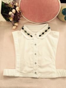Staccabile <span class=keywords><strong>camicia</strong></span> delle donne del collare bianco <span class=keywords><strong>di</strong></span> cotone collo decorativo delle donne indumento collare - Product Image 2