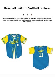 Maillot de baseball vierge en gros, taille américaine, imprimé par transfert thermique, respirant, avec logo et nom brodés - Product Image 2