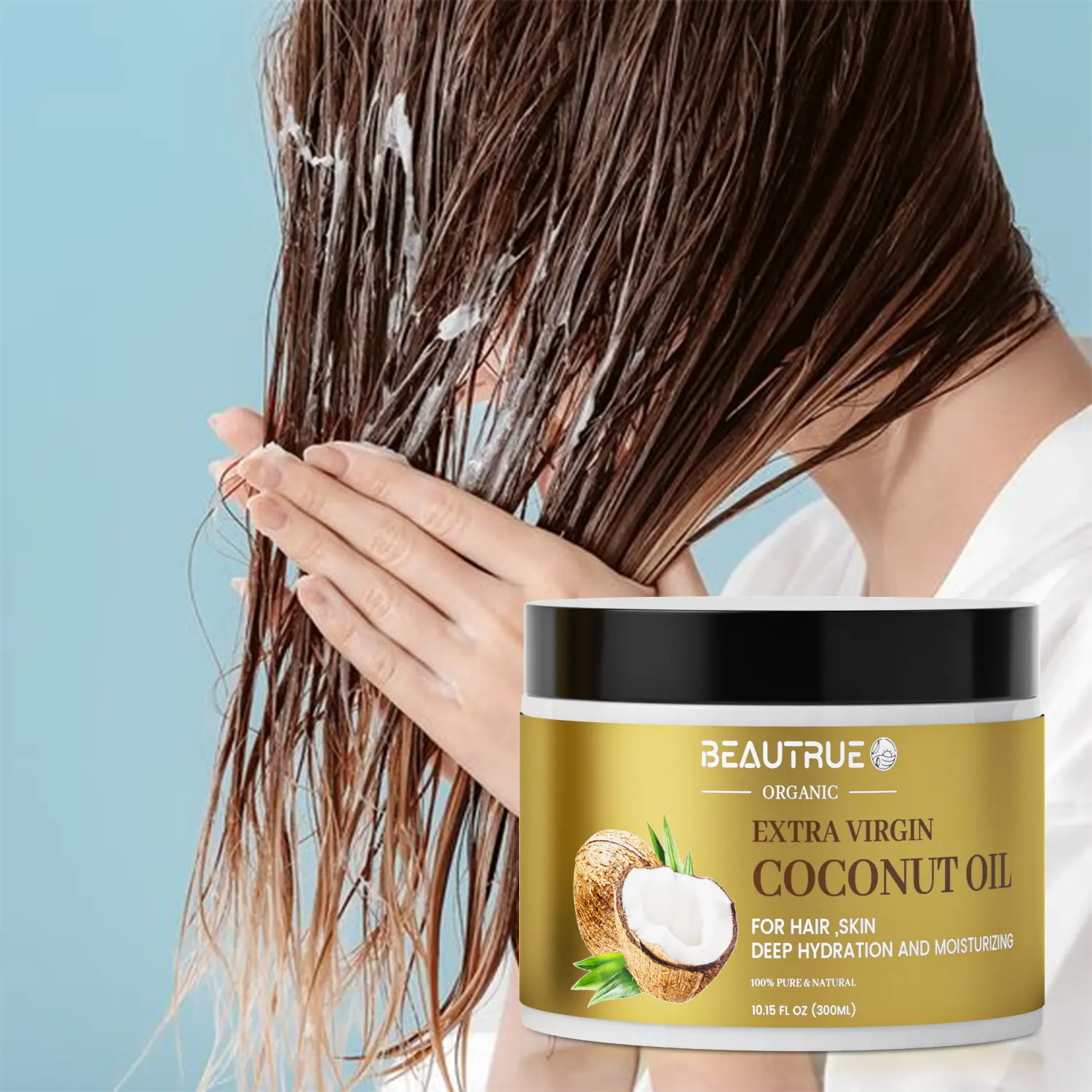 Óleo de coco fracionado natural 100% puro orgânico para pele e cabelos creme hidratante e nutritivo de máscara de massagem