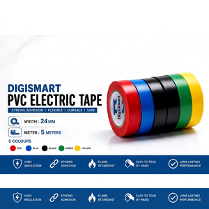 เทปพันสายไฟแบบยืดหยุ่น PVC กาวในตัว ขนาด 24 มม. x 5 ม. สีแดง น้ำเงิน ดำ เขียว เหลือง - Product Image 1
