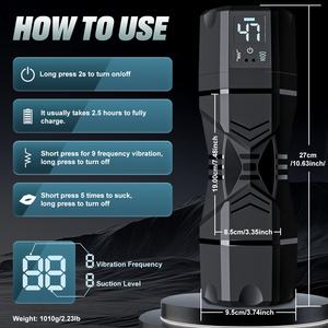 2.23 lbピンク複数吸引振動モードペニス刺激玩具カップル男性オナニーポケットプッシー航空機カップ用ギフト - Product Image 6