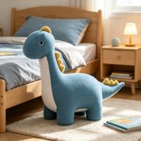 VOXHOME Repose-pieds en bois en forme d'animal, tabouret d'appoint en tissu tricoté pour enfants, meuble de salon et chambre d'enfant