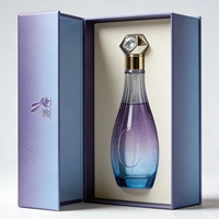 Boîte rigide de luxe à couvercle rabattable, dégradé violet-bleu, style livre, avec insert en EVA moulé, pour parfum et spiritueux haut de gamme, emballage écologique