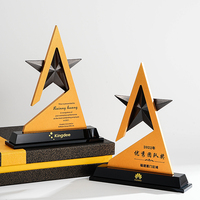 Vente directe usine – Trophée pentagramme en métal et cristal doré antique, personnalisé, éblouissant, de haute qualité, écologique et gravé