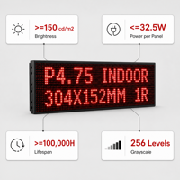 Módulo de Pantalla LED de un Solo Color de 4.75 mm para Interiores, 304x152 mm, para Letreros de Tiendas, Tableros de Mensajes, Panel de Texto LED