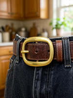 Boucle de ceinture en or rétro au design classique et durable avec bord lisse pour sacs en cuir et ceintures en jean