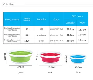 Kitchen Foldable Travel Portable Folding Bin Basket Plastic Face Washbasin Fruit Vegetable Washing Basin