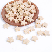 Couleur bois naturel 19mm étoile à cinq branches en bois écologique créatif bricolage à la main Art perles matériaux fête des pères