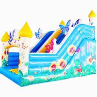 Château gonflable papillon tournesol 5x4 mètres avec toboggan et trampoline pour fêtes et événements extérieurs