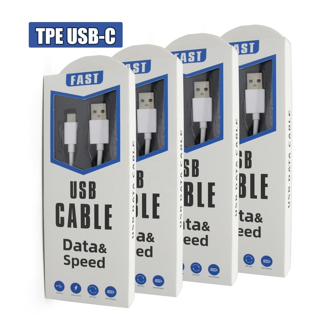 HNT 3A 1Meter USB to Type-C PD Fast Charging Data TPE Usb Type c Android Mobile Phone Data Cable with Packaging Color Box