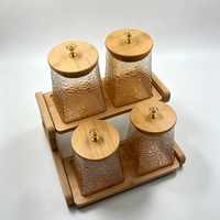 Set 4 Wadah Penyimpanan Kaca Borosilikat 750ml, Kapasitas Besar, Kedap Udara untuk Menjaga Kesegaran dan Anti Lembab untuk Penyimpanan Makanan