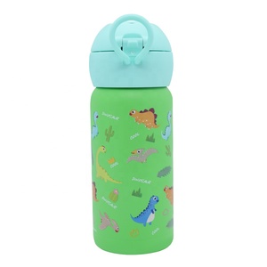 Gobelet isotherme pour enfants PINKAH Dinosaur 350 ml (12 oz) en acier inoxydable à double paroi, bouteille d'eau avec paille pour enfants et bébés avec poignée souple - Product Image 4