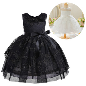Abito da ballo estivo formale in pizzo floreale senza maniche stile principessa per bambine da 3 <span class=keywords><strong>a</strong></span> 12 anni - Product Image 1