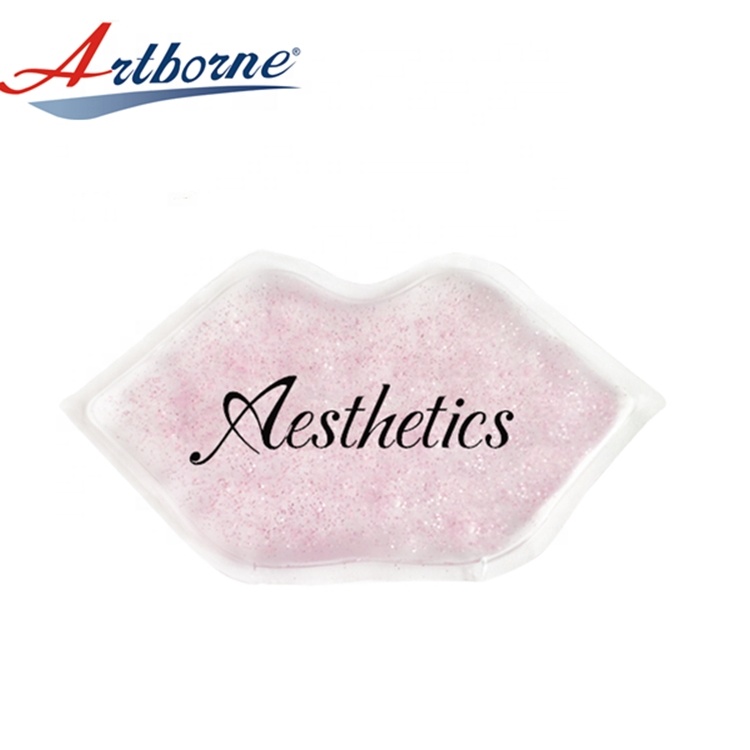 Многоразовые Горячие холодные гелевые пакеты в форме губ, гелевый пакет из Китая, розовый мини-гель для губ с блеском