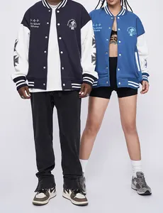 YALI High Quality Streetwear Oversized Custom Puff Printed Hip Hop Letterman Men Varsity Jacket