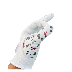 <b>White</b>-Genuine Leather Golf <b>Gloves</b> Right-Hand Non-Slip Breathable Moisture-Wicking Sports-Unique Design Breathable - Product Image 1