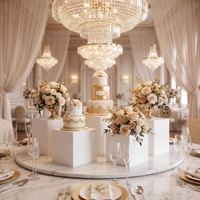 Juego de 5 Soportes de Acrílico Blanco con Base Hueca para Buffet, Exhibidores de Postres y Pasteles para Decoración de Mesa de Buffet para Fiestas