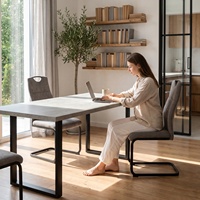 Chaise de restaurant rembourrée grise, chaise de cuisine, fabricant de chaises minimalistes en tissu, chaise cantilever pour salle à manger, pour l'ameublement commercial