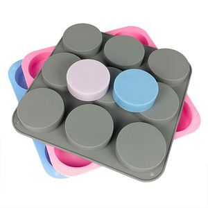 9-Cavity Round Silicone <b>Mold</b> Cylinder Soap <b>Candle</b> <b>Mold</b> for DIY Craft & Baking - Product Image 6