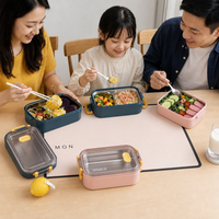 AHLE1090/ 2-lagige 304 Edelstahl Thermische 1,6L Moderne Minimalistische Unterteilte Lunchbox für Büroangestellte Studenten Box