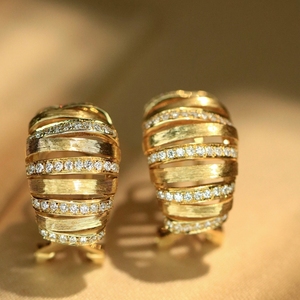 Aazuo – bijoux Vintage en or jaune massif 18 carats, diamants naturels, boucles d'oreilles de luxe, cadeau pour femmes, mariage, fête haut de gamme, Au750 - Product Image 3
