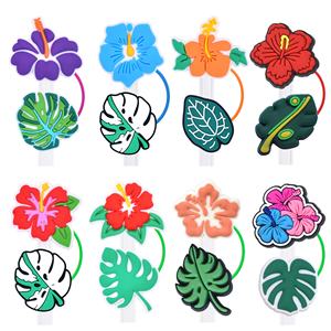 Accessoires de bar décoratifs de haute qualité en PVC, caoutchouc souple et silicone, de la série Plantes Tropicales, en forme de chapeau de paille, couvre-paille anti-poussière - Product Image 3