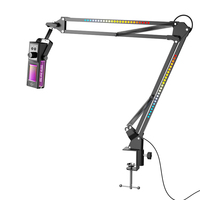 Atemberaubendes RGB-Leuchtendes Einstellbares Kondensator-Streaming-Mikrofon mit Schwenkarm-Ständer Kabelgebundenes Gaming-Mikrofon für Podcast-Aufnahmen Live-Übertragungen