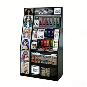 Floor Standing LED Display Rack Metal Freestanding Showcase For Hair Color Cream Hair Dye Salon Retail Display - Product Image 1