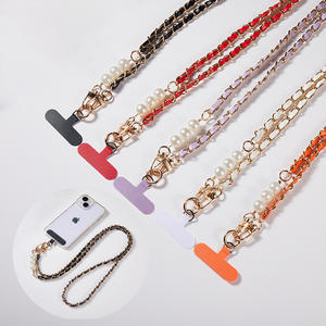 Chaîne en métal avec sangle de téléphone en cuir PU, longue chaîne <span class=keywords><strong>diagonale</strong></span> en cristal, porte-clés avec carte, longue corde générale - Product Image 2