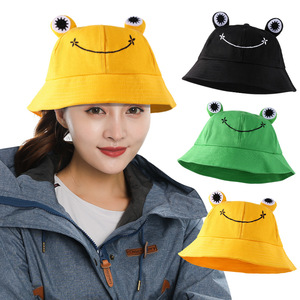 Chapeau de pêcheur respirant à large bord pour enfants, motif grenouille aux grands yeux, couleur unie, protection solaire extérieure, printemps-été, voyage - Product Image 2