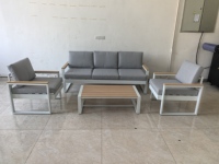 Set di Mobili da Esterno in Alluminio, 4 Pezzi, Divano da Conversazione per Patio, Set Moderno con Tavolino da Caffè in Alluminio Trattato Termicamente