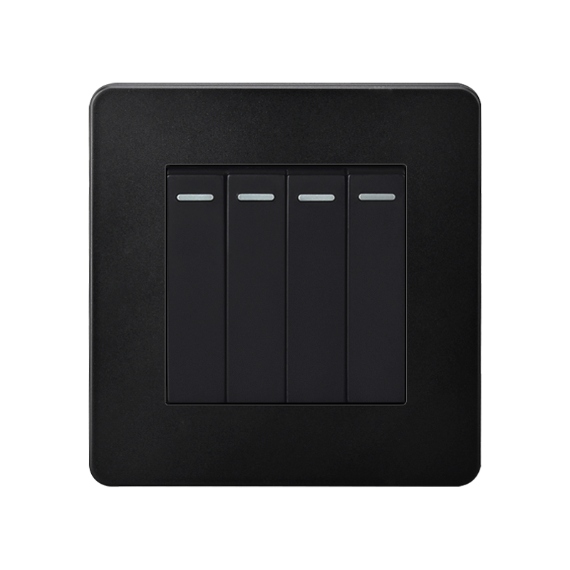 Black small panel 4 gang 1 way