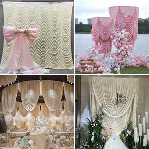 Tenda a Scaglie di Pesce per Sfondo di Eventi Commerciali e Celebrazioni, Tenda Effetto Acqua Ondulata in Seta di Latte per Matrimoni - Product Image 2