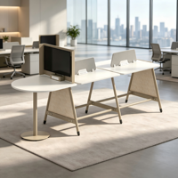 Poste de travail extensible pour bureau, bureau partagé avec table ronde, mobilier commercial modulaire pour bureau collaboratif