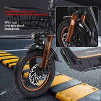 Trottinette en alliage d'aluminium de 14 pouces avec siège arrière, portable, amortissante et pliable, expédition directe depuis l'entrepôt étranger