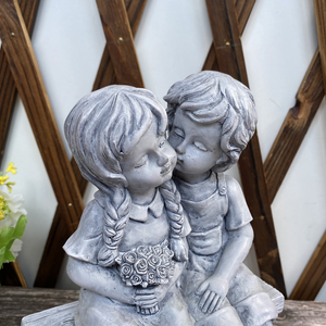 Bel bacio ragazzo e ragazza in resina per bambini <span class=keywords><strong>statue</strong></span> da giardino all'aperto decorazione sculture - Product Image 5