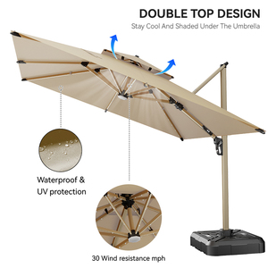 Sombrilla de Exterior de Aluminio Plegable, Ligera y Moderna, Personalizada por HANYI, Impermeable, con Protección Anti-UV, para Patio y Jardín - Product Image 3