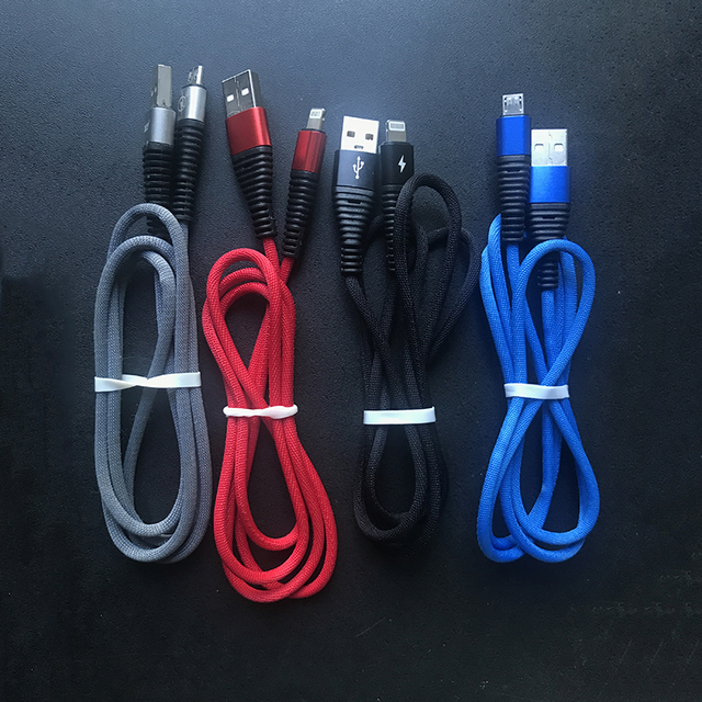 Factory Price Free Sample Cotton Braided Wire 1m Quick Charge USB 2.0 to Type C Micro USB Cable for Mobile Phone