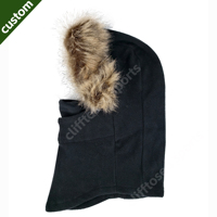Cagoule unisexe Y2K noire tendance avec logo personnalisable, en fausse fourrure, pour le ski, le sport, le cyclisme et la pêche