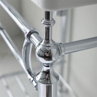 Berdiri bebas Vanity kamar mandi Victorian dengan mangkuk keramik baja nirkarat logam berdiri Kit keran rel handuk