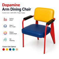 Chaise de salle à manger en métal bicolore, directement de l'usine, avec coussin et accoudoirs, pour café, restaurant, maison, salle à manger