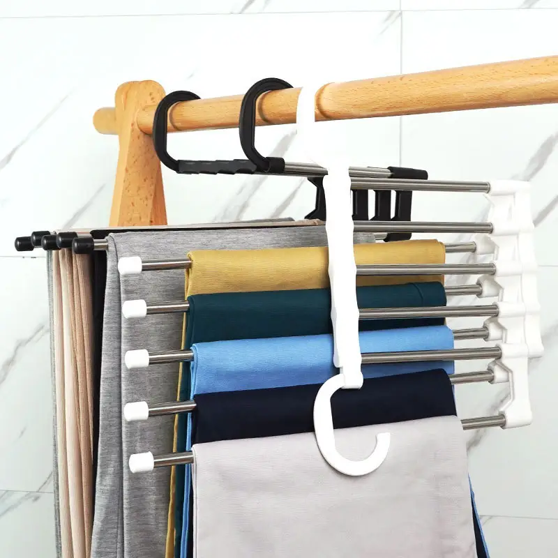 Tiktok vendita calda home storage organizer multifunzionale retrattile pieghevole pantaloni rack magic hanger