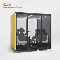 Cabine de bureau modulaire insonorisée pour six personnes, design écologique et ignifuge, pliable et extensible, pour hall d'hôtel et villa