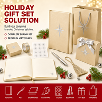 Carnet personnalisé A5 à couverture rigide, reliure cousue, 80 feuilles, motif étoile boussole or et argent, thème Noël, impression personnalisée